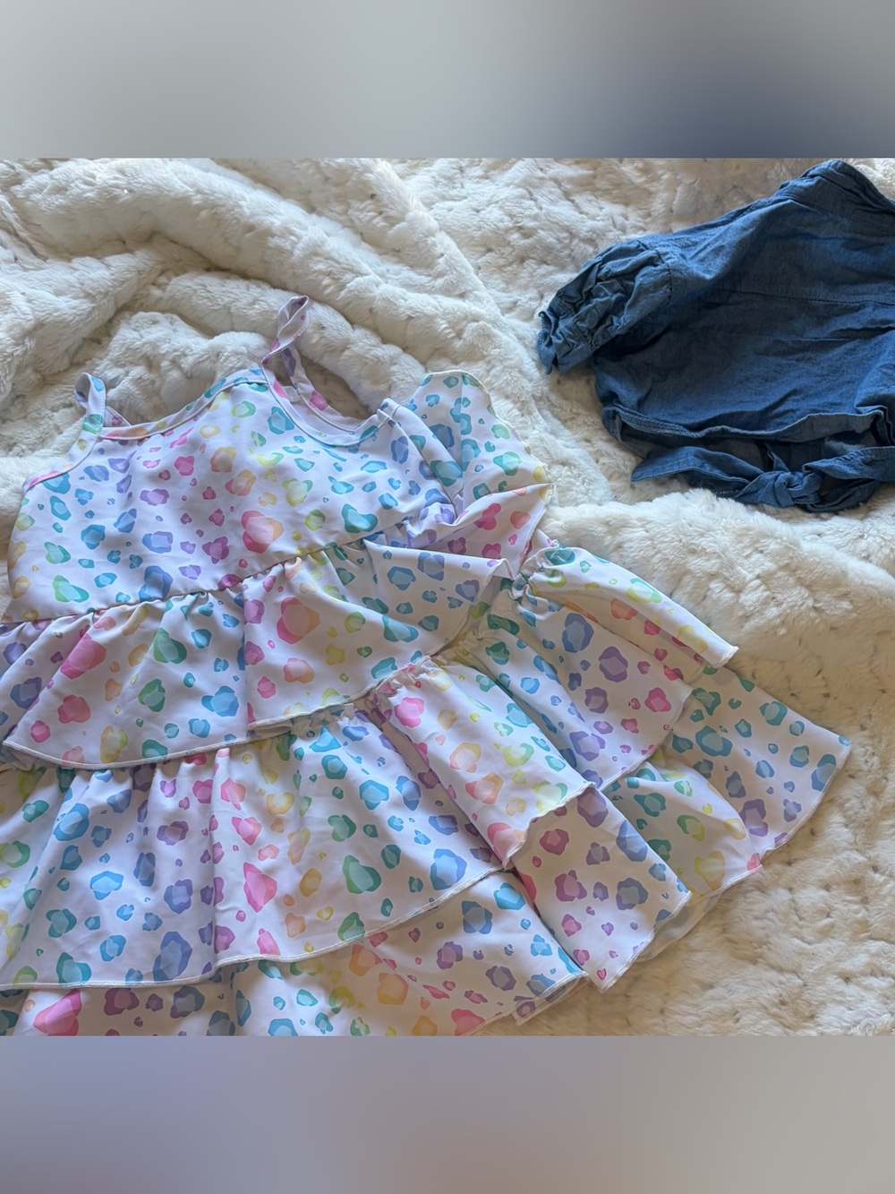 ๐ Boutique Toddler Small Rainbow Leopard Dress Set - Picture 2 of 6